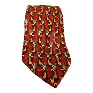 Louis Dell Olio Men's Neck Tie 61" L 4" W  100% Silk Made in Italy Floral